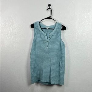 Sundance Women’s Teal Sleeveless Texture Tank Top Sz M Cotton Summer Casual Chic